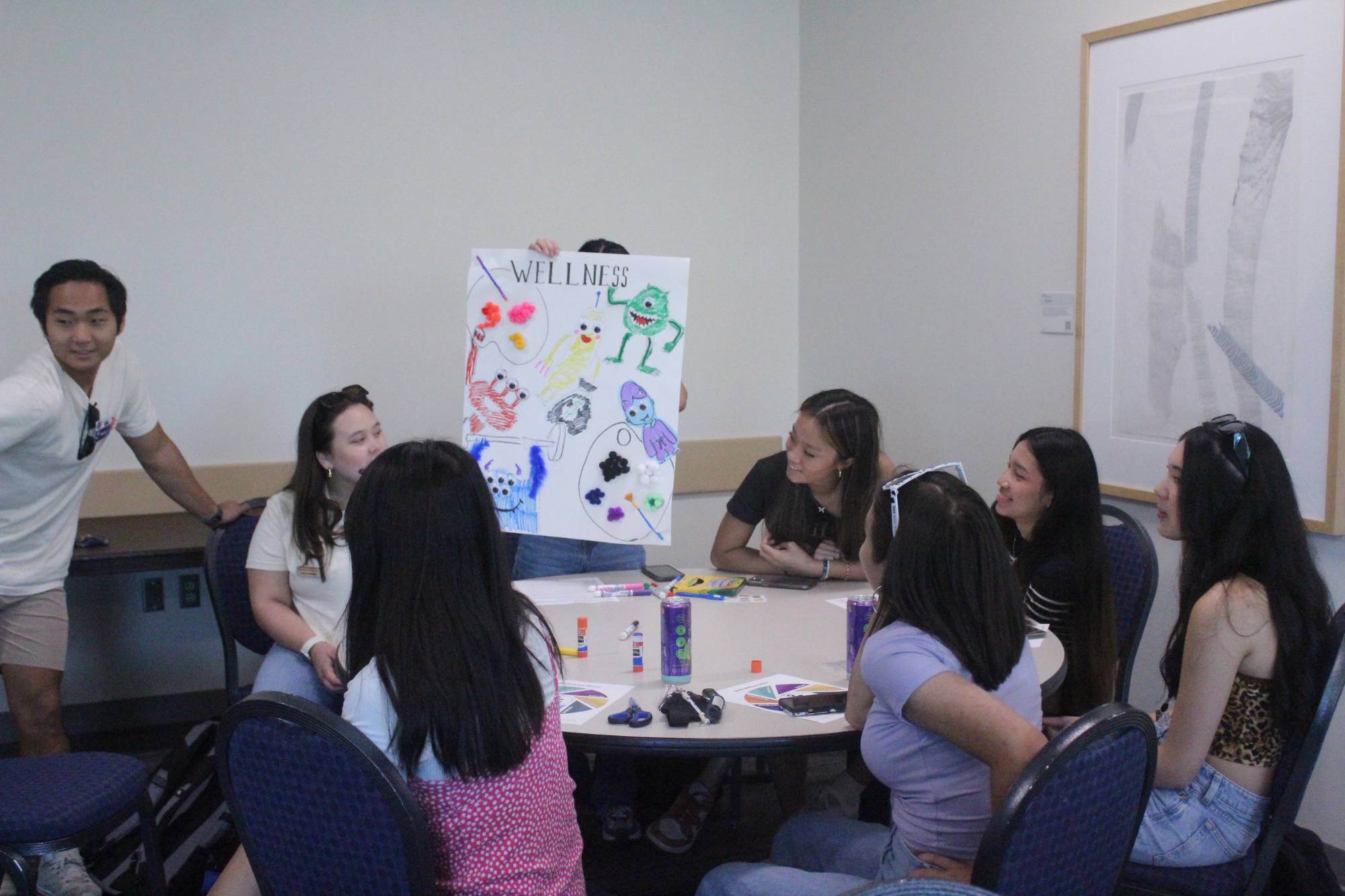 Students making a poster during a group activity